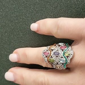Silver plated cocktail ring